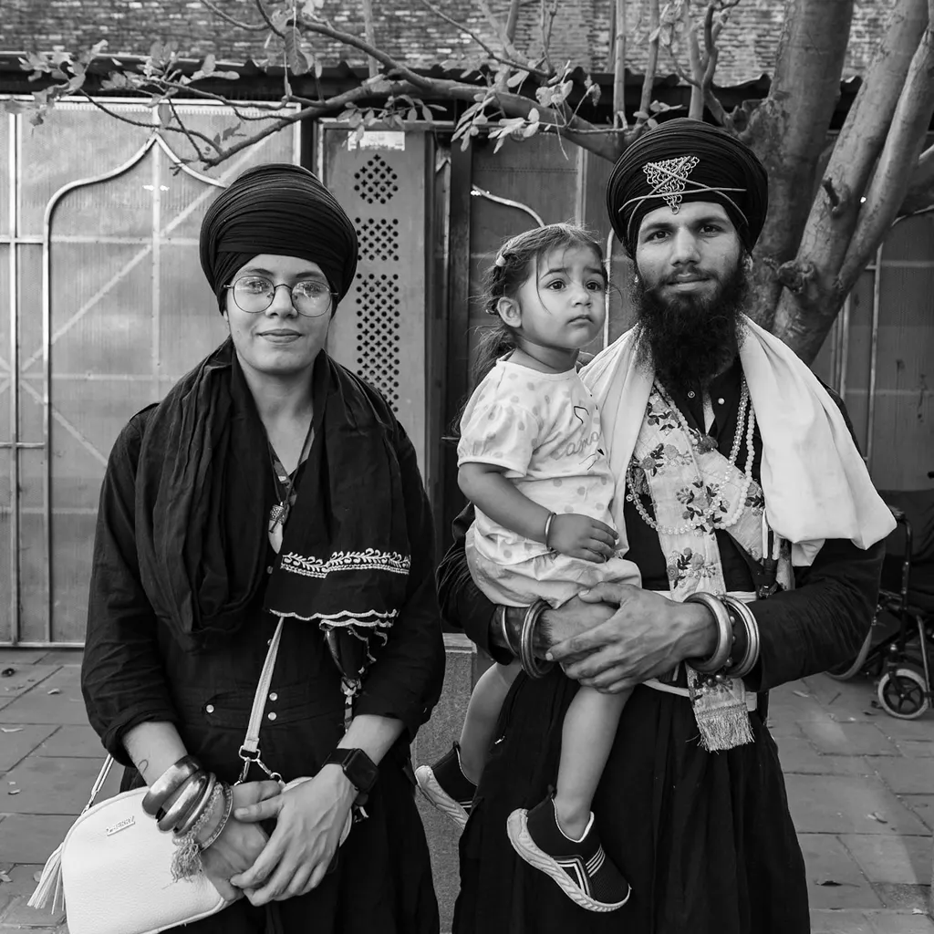 Famille sikhs, Agra, India.